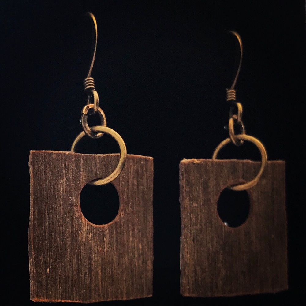 Handmade, nickel free brass ear wires, Formica